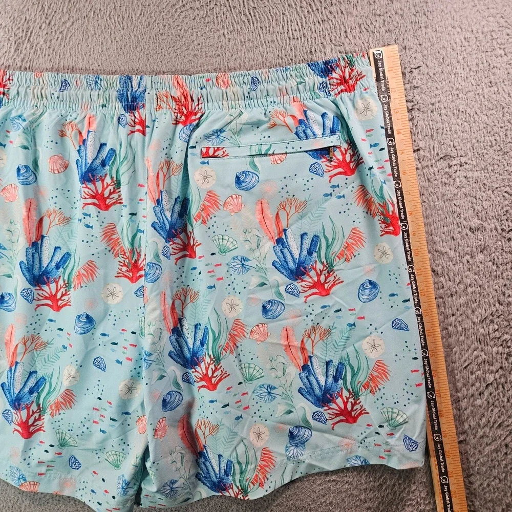 NWT Caribbean Swim Shorts Trunks‎ Men's 3XB Lined Zip Pocket Coral Sea Life Blue